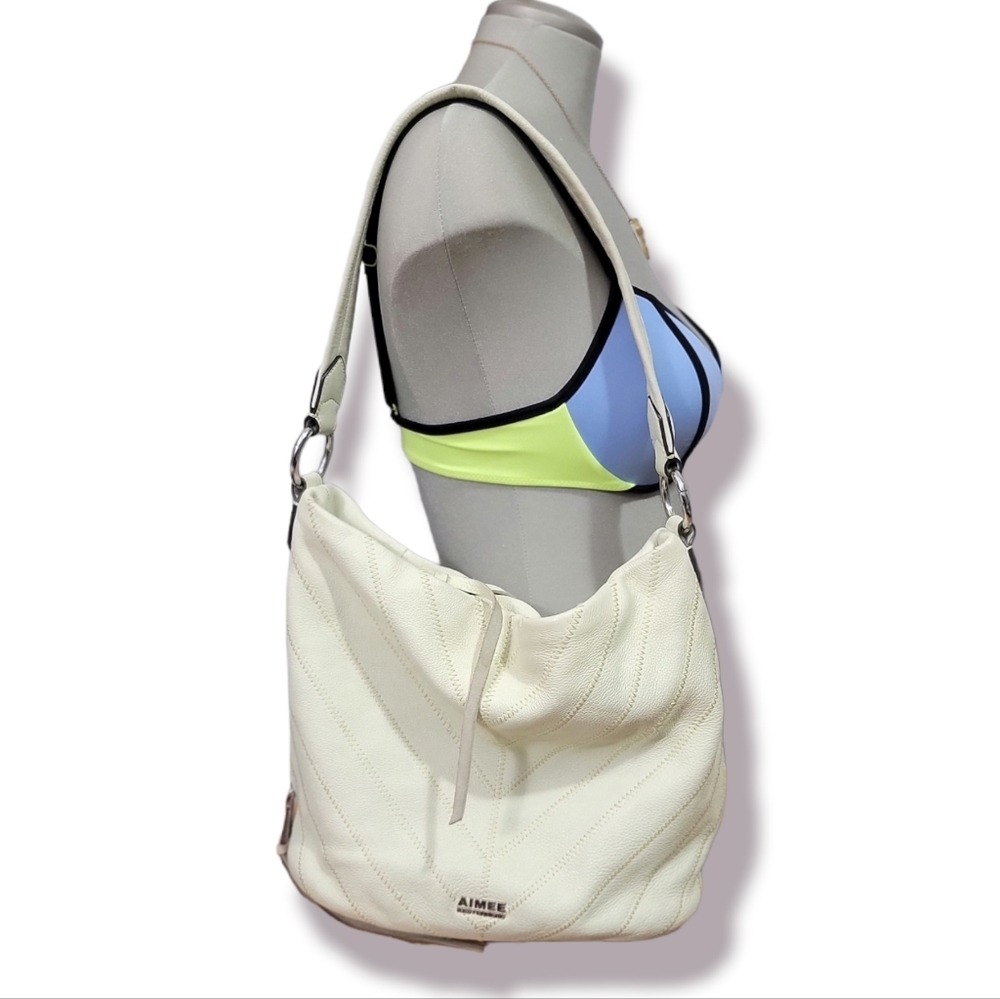 ❤️Aimee Kestenberg Hobo Style OffWhite Leather Shoulder Bag